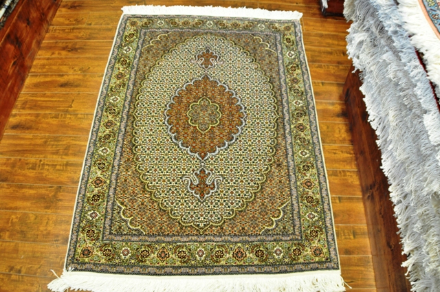 Tabriz Mahi 3x5 Silk and wool handmade Persian rug