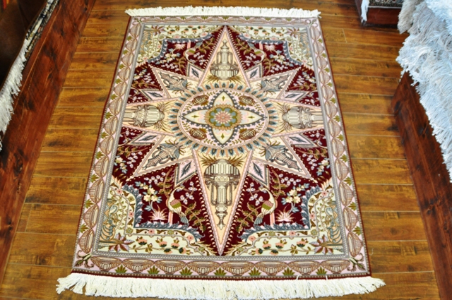 Tabriz 3x5 100% Silk and wool handmade Persian rug